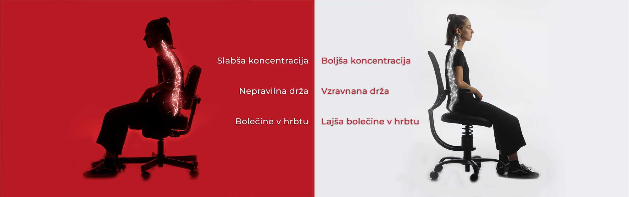 Udoben ergonomski stol za pravilno držo in zmanjšanje bolečin v hrbtu.