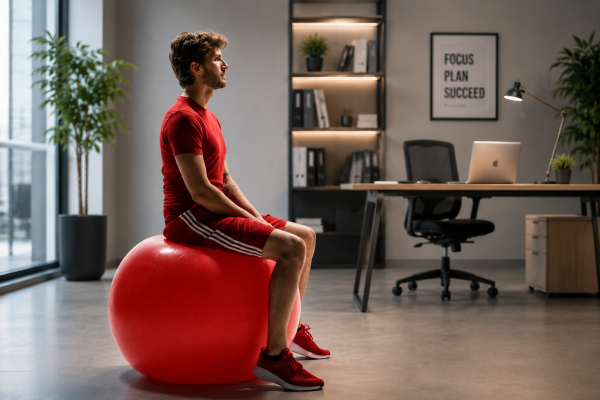 Spinalis sitzt auf einem Ball